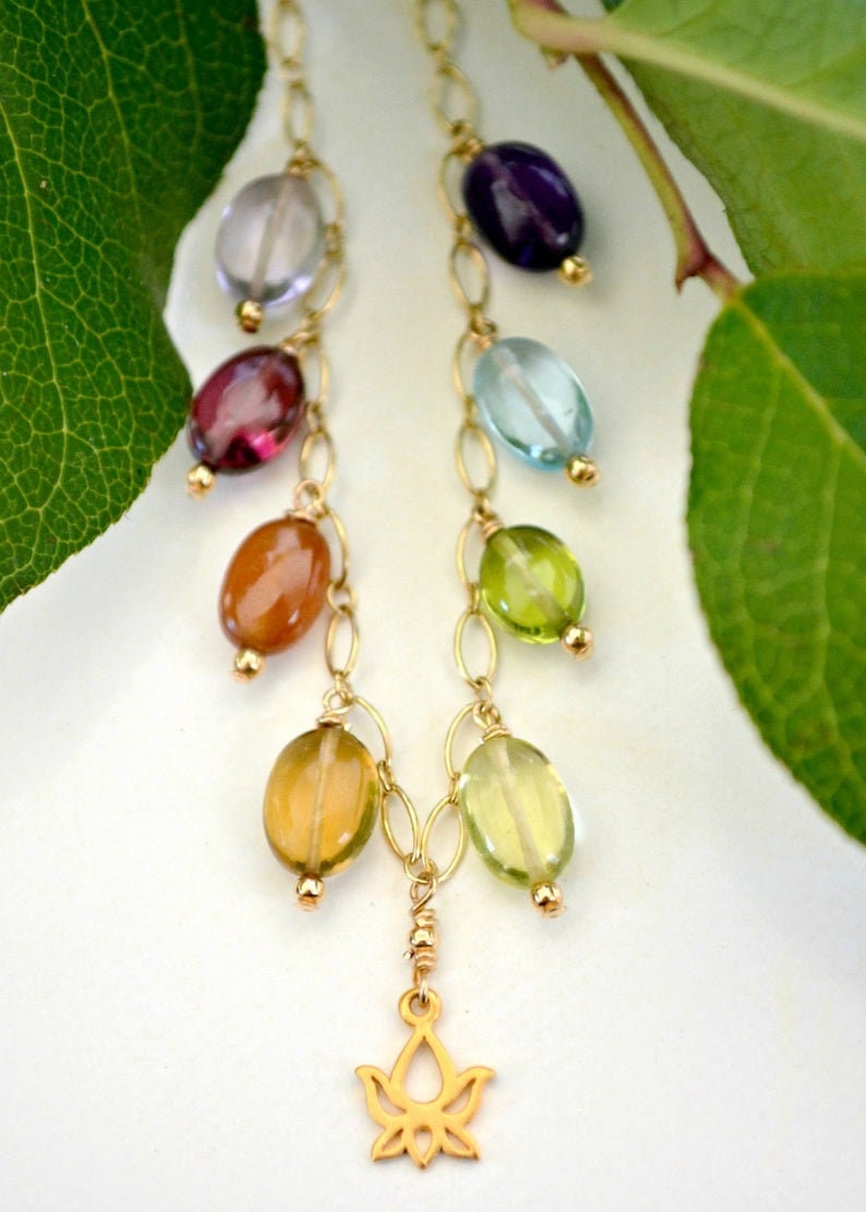 Boho Chic Chakra Necklace Lotus Charm Necklace