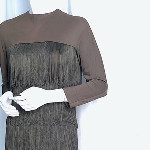 1970s BILL BLASS Silk Fringe Evening Gown, 70s Saks Fifth Avenue Dress, Documented Couture, Demure Boho Chic, 60s Pierre Cardin Vibe