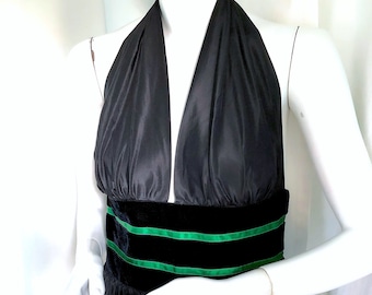 Vestido de LANVIN COUTURE, Alta costura de archivo de los años 70, vestido de noche de tafetán de seda, Lanvin Crahay, vestido de gala con escote pronunciado, vestido vintage para invitada de boda