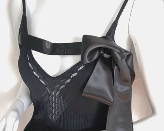 ジョン・ガリアーノのシルクシフォン ブラックロングドレスsize.38. ジョン・ガリアーノのシルクシフォン ブラックロングドレスsize.38