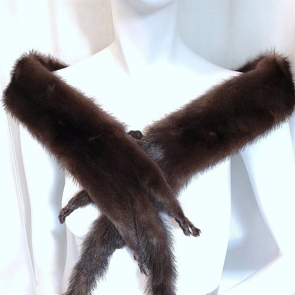 Mob Wife Fur Stole, 1960s Dior New Look, MOTHERS Day Gift, Stealth Wealth Chic, RUSSIAN SABLE Stole, Vintage Mink Stole, Luxury Gift For Her