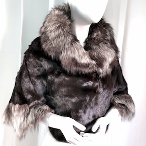 HOLT RENFREW Russian Sable, Vintage Fur Jacket, Maximalist Chic, 60s Dior New Look, Vintage Silver Fox Fur Cape, GOTHIC Fur, Bridal Fur Chic