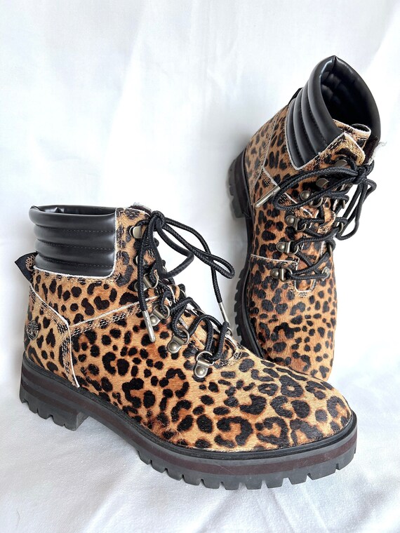 Lug Sole Boots, Leopard Print Fur Boots, Vintage T