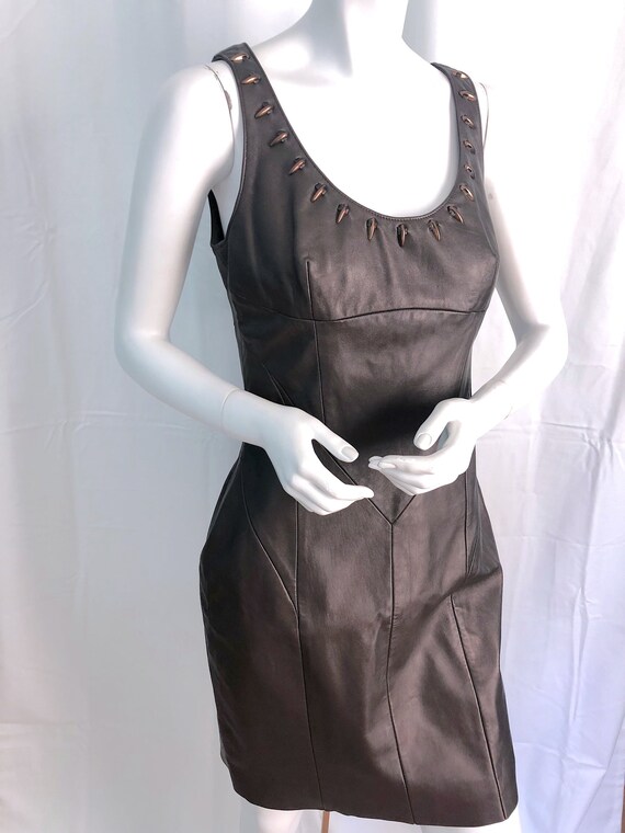 90s THIERRY MUGLER Leather Dress, Avant Garde Meta