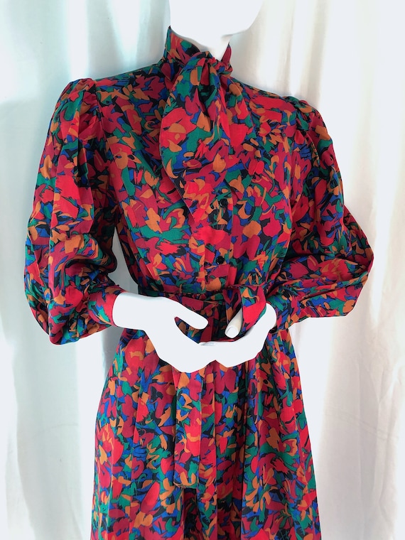 GUY LAROCHE Midi Dress, 70s Bohemian Dress, 80s Sh
