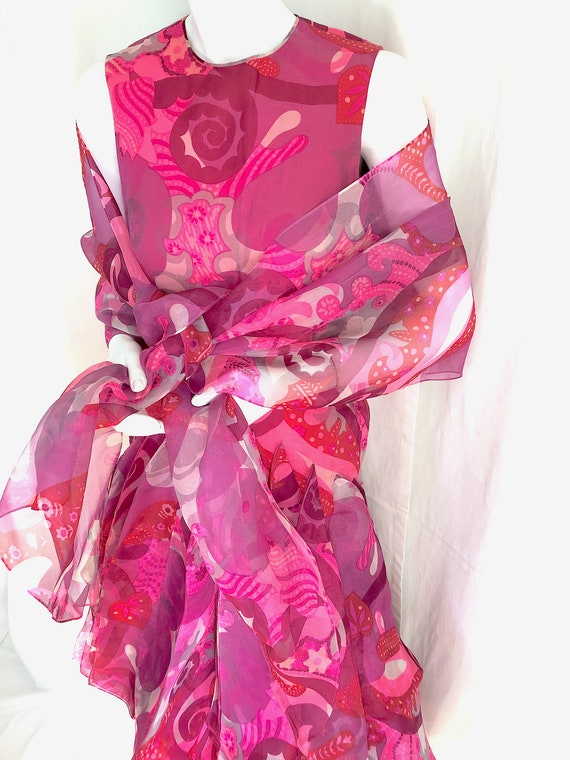ZANDRA RHODES Party Dress, Hand Painted Gold Taff… - image 10