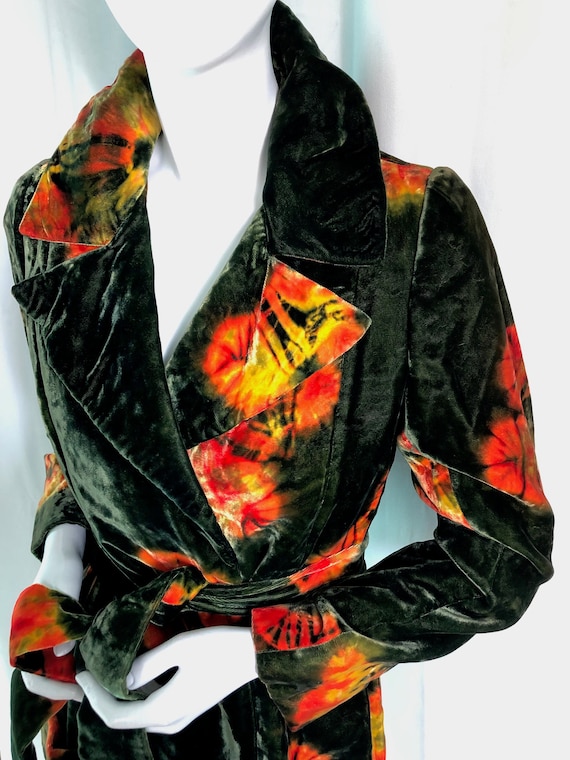 70s HALSTON Haute Couture, BOHEMIAN Tie Dye Velvet