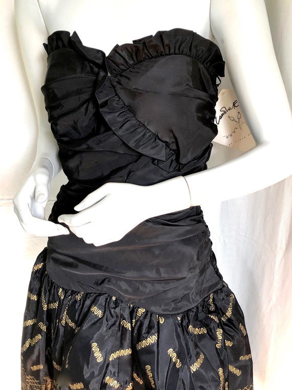 ZANDRA RHODES Party Dress, Hand Painted Gold Taff… - image 5