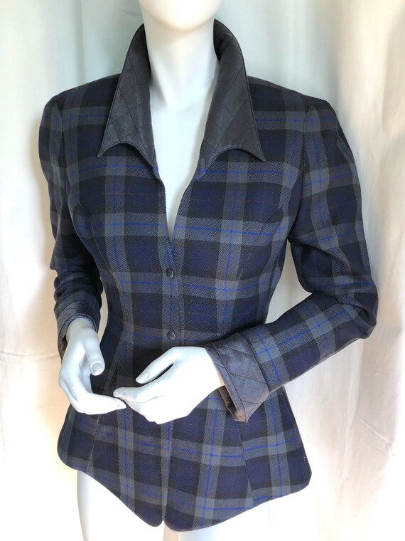80s THIERRY MUGLER Avant Garde Peplum PLAID Tartan