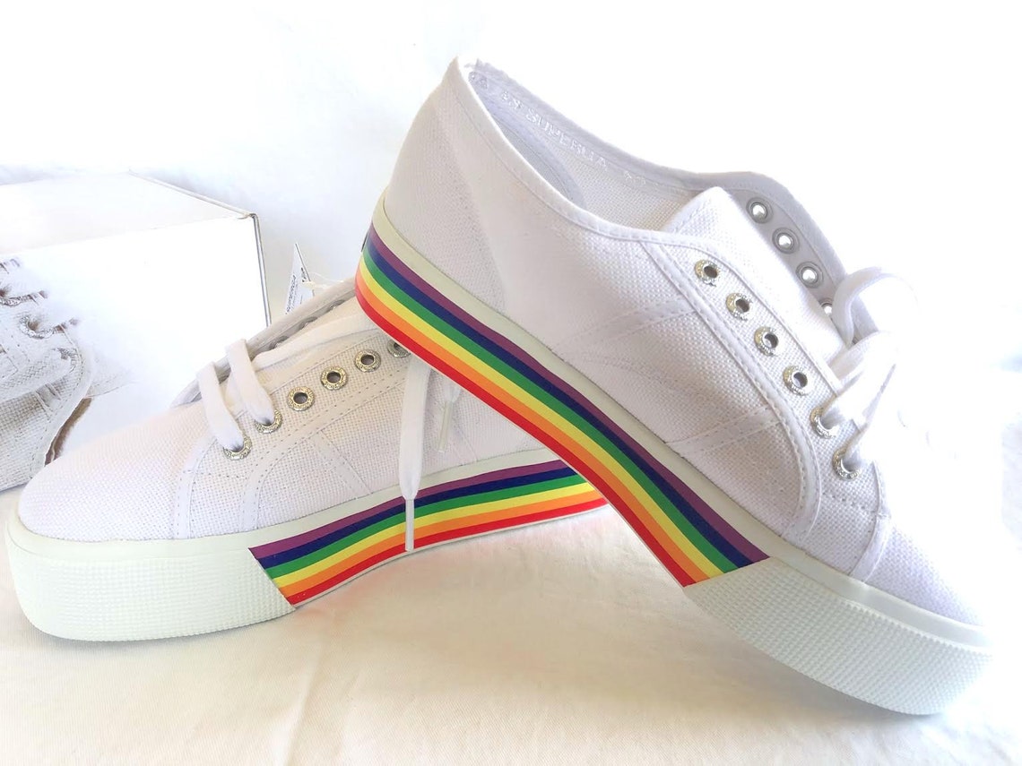 RAINBOW SNEAKERS LGBTQ Pride Parade Shoes Platform Sneakers Etsy
