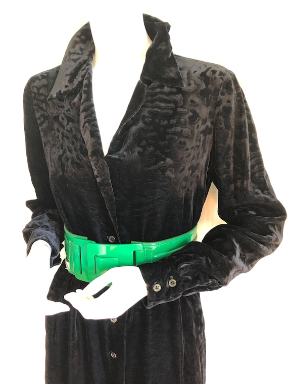SOLD! 1970s HALSTON Shirtdress, Black Velvet Devor