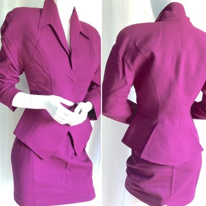 90s THIERRY MUGLER, Vintage Mugler Skirt Suit, 1980s Avant Garde Power Suit, French Vintage Couture, 80s Peplum Jacket, 1940s Deco Era Suit