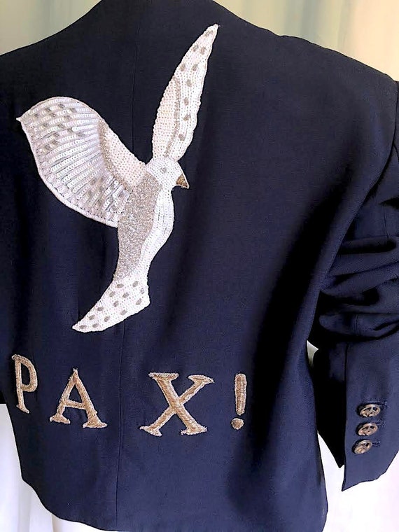 90s MOSCHINO COUTURE Moschino Peace Sign 80s Statement Jacket