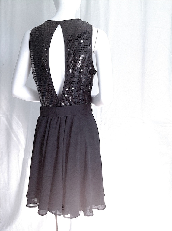 90s Sequin LBD, 1990s Cutout Dress, Black Sequin P