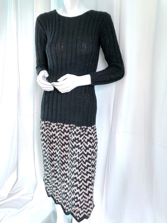 Hand Knit Midi Dress, Stealth Wealth Cashmere Dre… - image 2