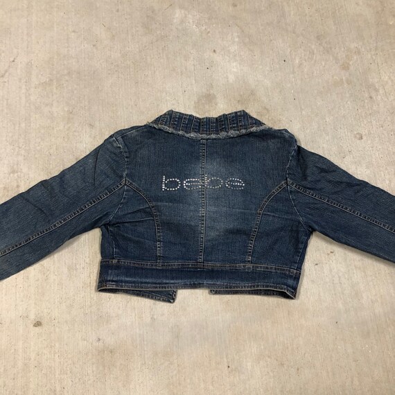 00s Bebe Spellout Jean Cropped Jean Jacket Gem
