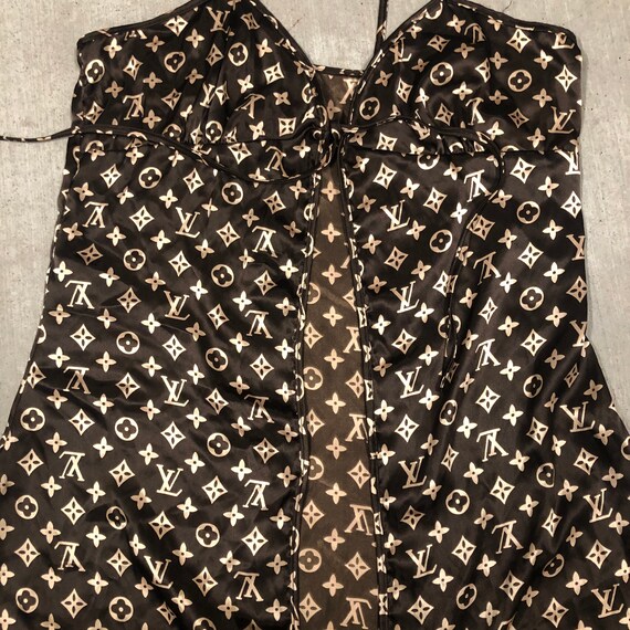 Brown LV all over print top