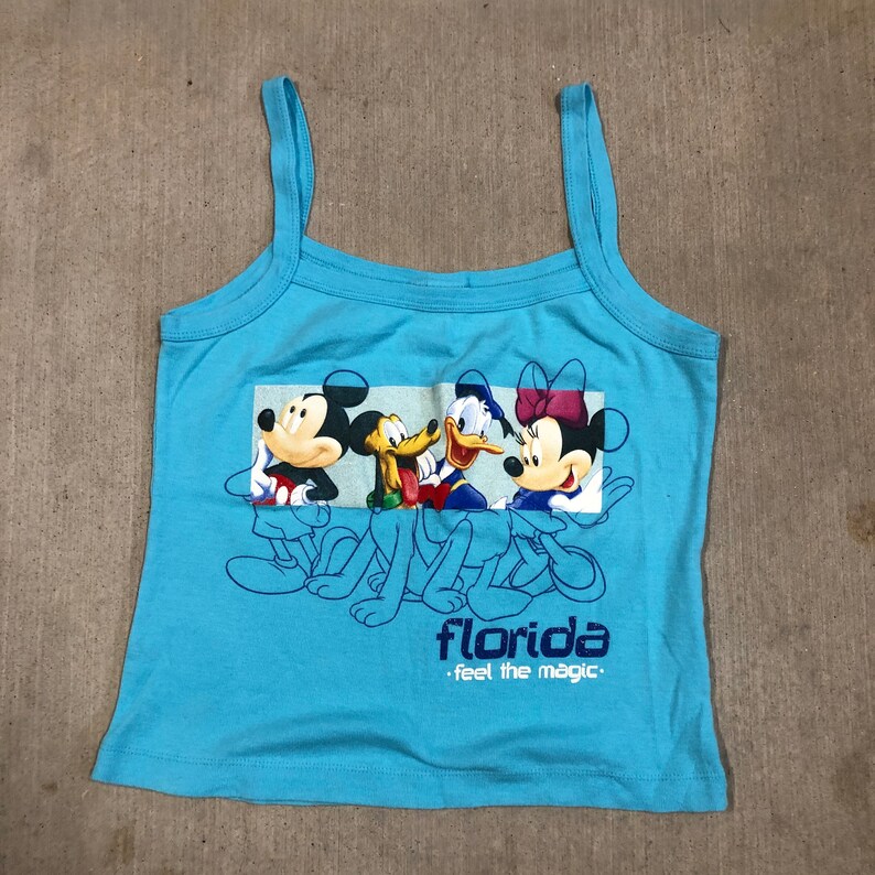 Minnie Mouse Florida Disney Mickey Mouse Donald Duck and Pluto blue tank top