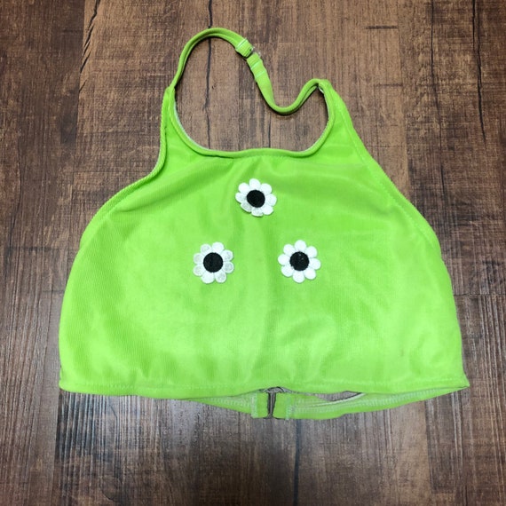 Bright Green Halter Top With 3 White 