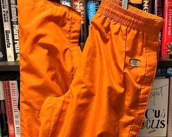 Vintage Champion Orange Tearaway Athletic Pants - L/XL