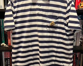 Vintage 90s Polo Ralph Lauren Striped Pocket Crest Sailing Golf Shirt - Size XL