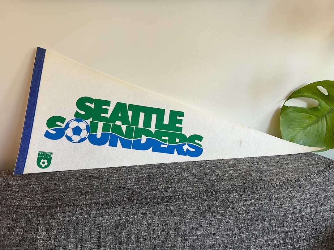 Grand Fanion Vintage Seattle Sounders - Banderin Pennant Club De Soccer Américain