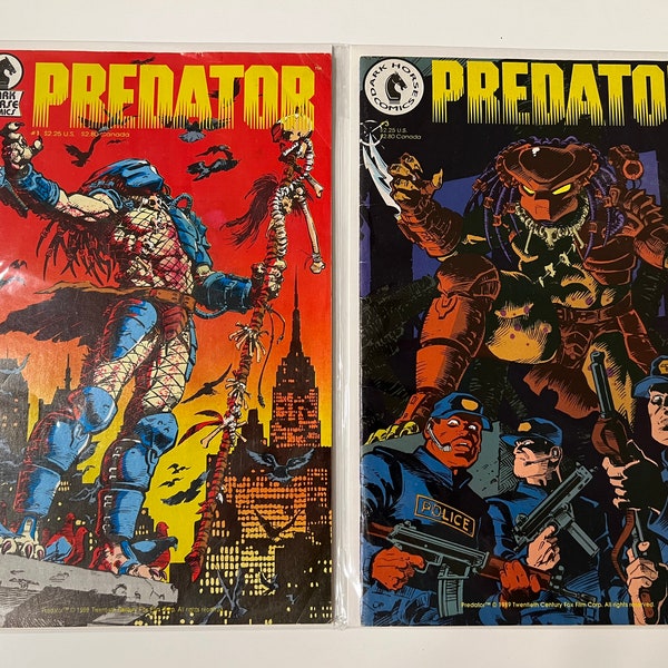 Vintage 1989 Predator #1 (eerste druk) & Predator #3 eerste verschijning van Predator Dark Horse Comics stripboeken