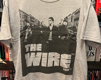 Vintage Y2K The Wire x Milkcrate HBO TV Televisie Promo T-shirt - Maat Groot