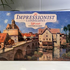 Lot de 20 cartes-cadeaux paysages impressionnistes vintage avec enveloppes - Complet !