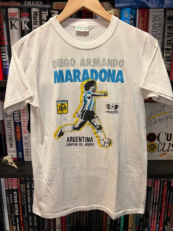 Diego Maradona #10 Argentina 1986 World Cup Retro Soccer Jersey Men's  Large NWT