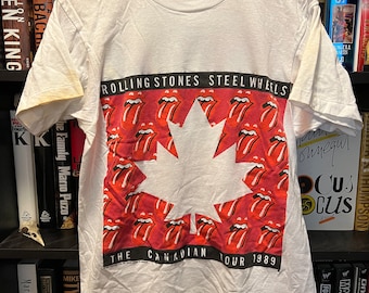 【The Rolling Stones 1989 Canadian tour】 VTG 1989 ROLLING STONES STEEL WHEELS CANADA TOUR SHIRT-LG