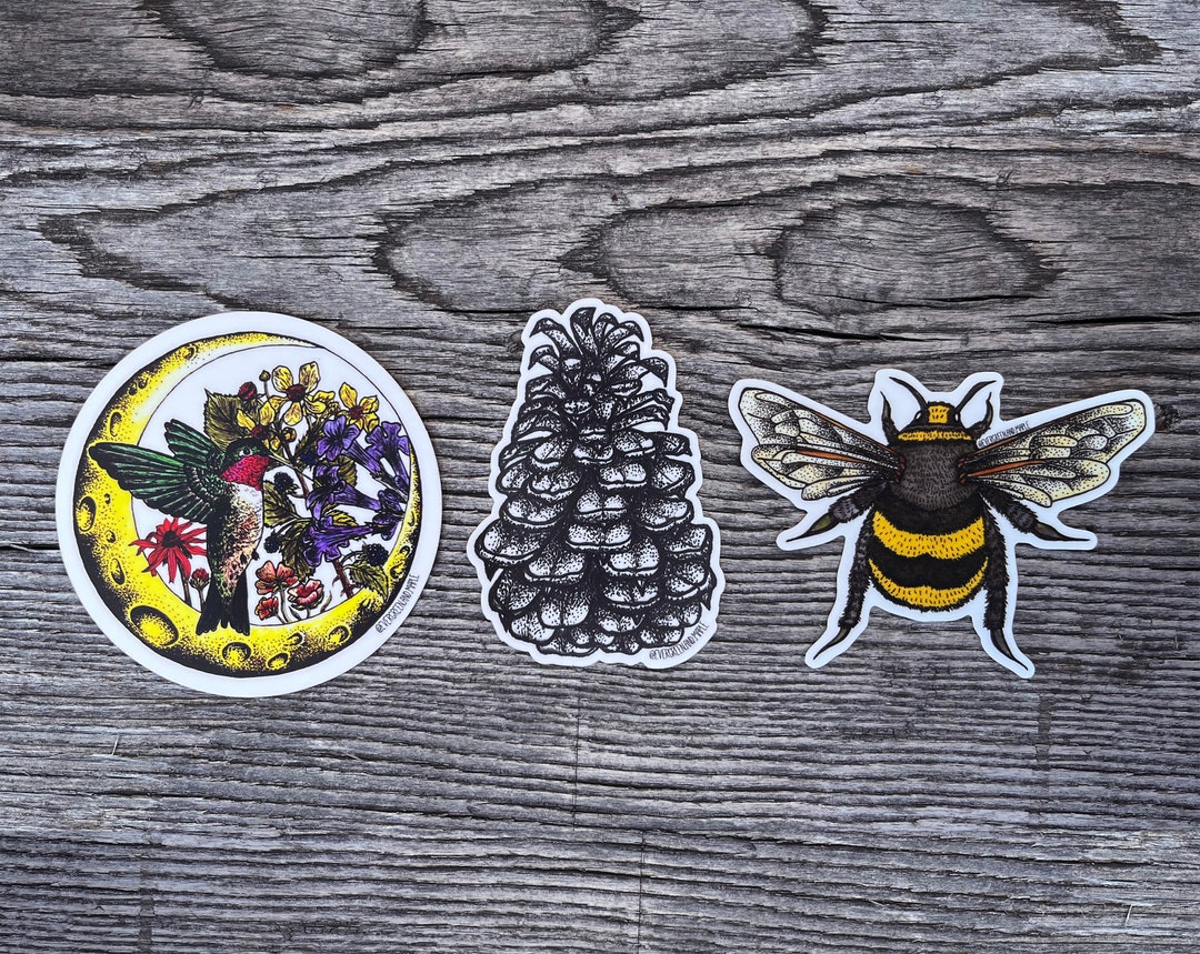 Pollen Sticker Pollinator Pack | Vinyl Sticker Set | Wildlife | Watercolor ...