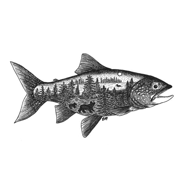 Boundary Waters Trout | Matte Paper Print | Nature Wall Decor | Wilderness Gift | Angler Art | Wildlife | Northern Minnesota | Fishing
