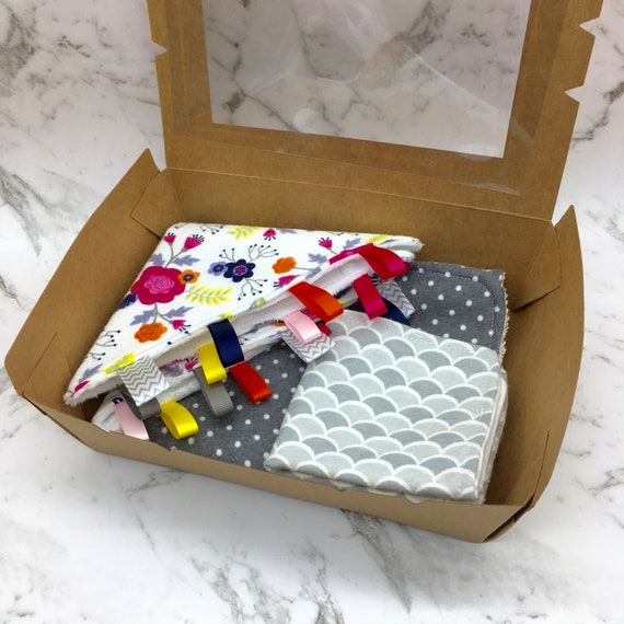 Baby Gift Set Baby Shower Gift New Baby Gift Baby Burp Cloth Baby Washcloth Sensory Crinkle Tag Toy Floral Baby Gift Gift For Baby