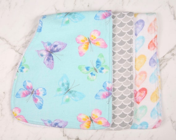 Burp Cloths Moon and Back Aqua 2 Pack Toweling Backed GREAT GIFT IDEA!!