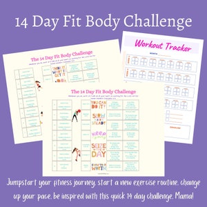 Défi de remise en forme de 14 jours / Défi du corps en forme / Défi d&#39;entraînement / Suivi de la condition physique / Défi de la condition physique
