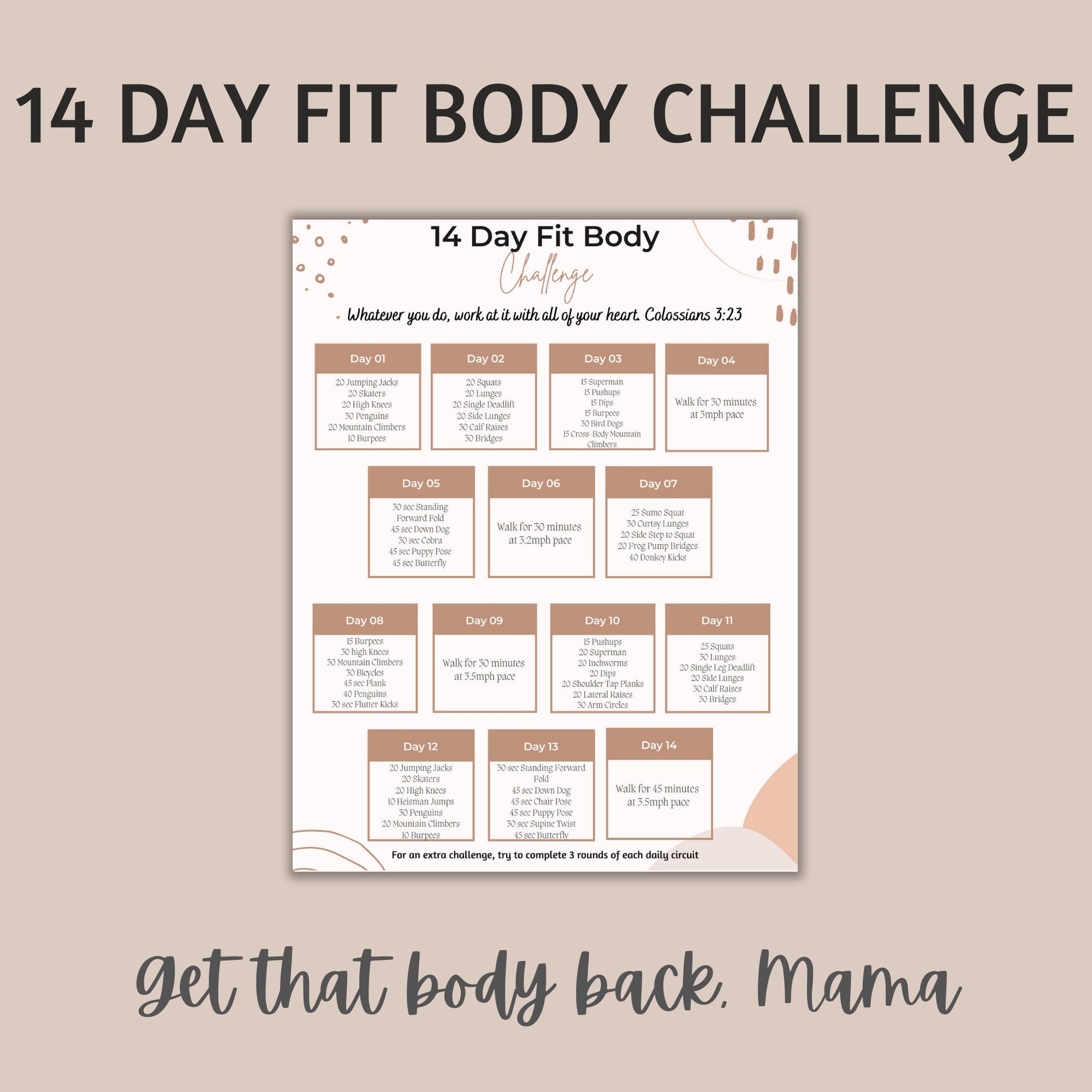 14 Day Fitness Challenge fit Body Challenge workout Challenge fitness Tracker fitness Challenge fitness Routine challenge Calendar Etsy Australia