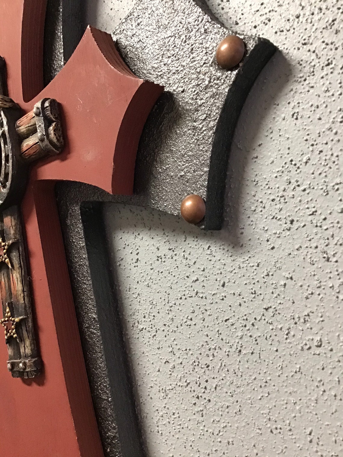 Large rustic textured wall cross in layers for depth Etsy