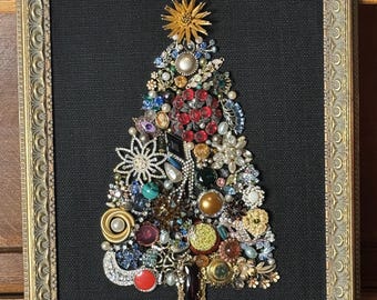 1950s Hollycraft Jeweled Rhinestone Christmas Tree Brooch