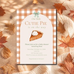Cutie Pie Baby Shower Invitation | Editable Canva Template | Fall Baby Shower Invite | Our Little Cutie Pie