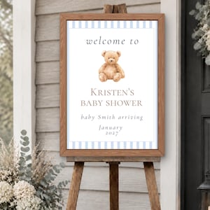 Bear Baby Shower Invitation | Editable Canva Template | Baby Shower Invite | Our Little Bear