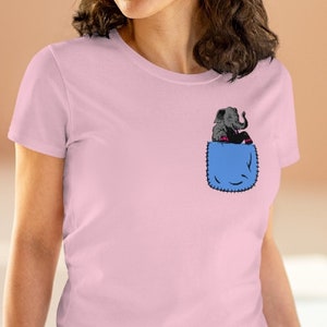 Elephant in my Pocket shirt, elephant lover gifts, pocket elephant tee, elephant lover shirt, gift for elephant lover Women&#39;s Cotton Tee