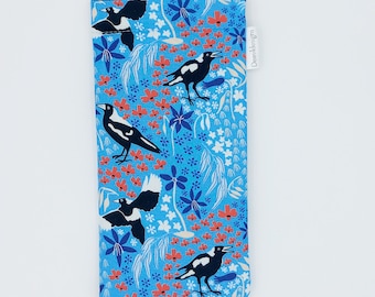 Australian design glasses case, Magpies, padded case, sunglasses case,  snap closure