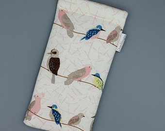 Australian design glasses case, padded case, sunglasses case, birds on a wire