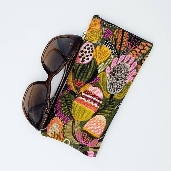 Australian design glasses case, padded case, sunglasses case, metal clasp