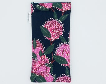 Australian design glasses case, padded case, sunglasses case.  Native plants. Pin cushion Hakea