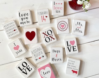 Valentine mini wood signs, Tiered tray Valentine decor, Rustic Valentine mini signs, Farmhouse Valentine decor, Heart and love decor