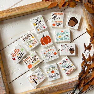 Colorful fall mini signs, Rustic small wood signs for fall, Fall tiered tray decor, Farmhouse fall decor, Rustic autumn home decor