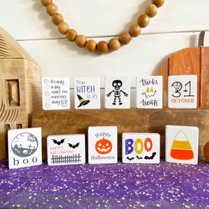 Halloween mini signs; Halloween tiered tray decor; Rustic wood mini signs for Halloween; Halloween decor; Witches, ghosts, bats