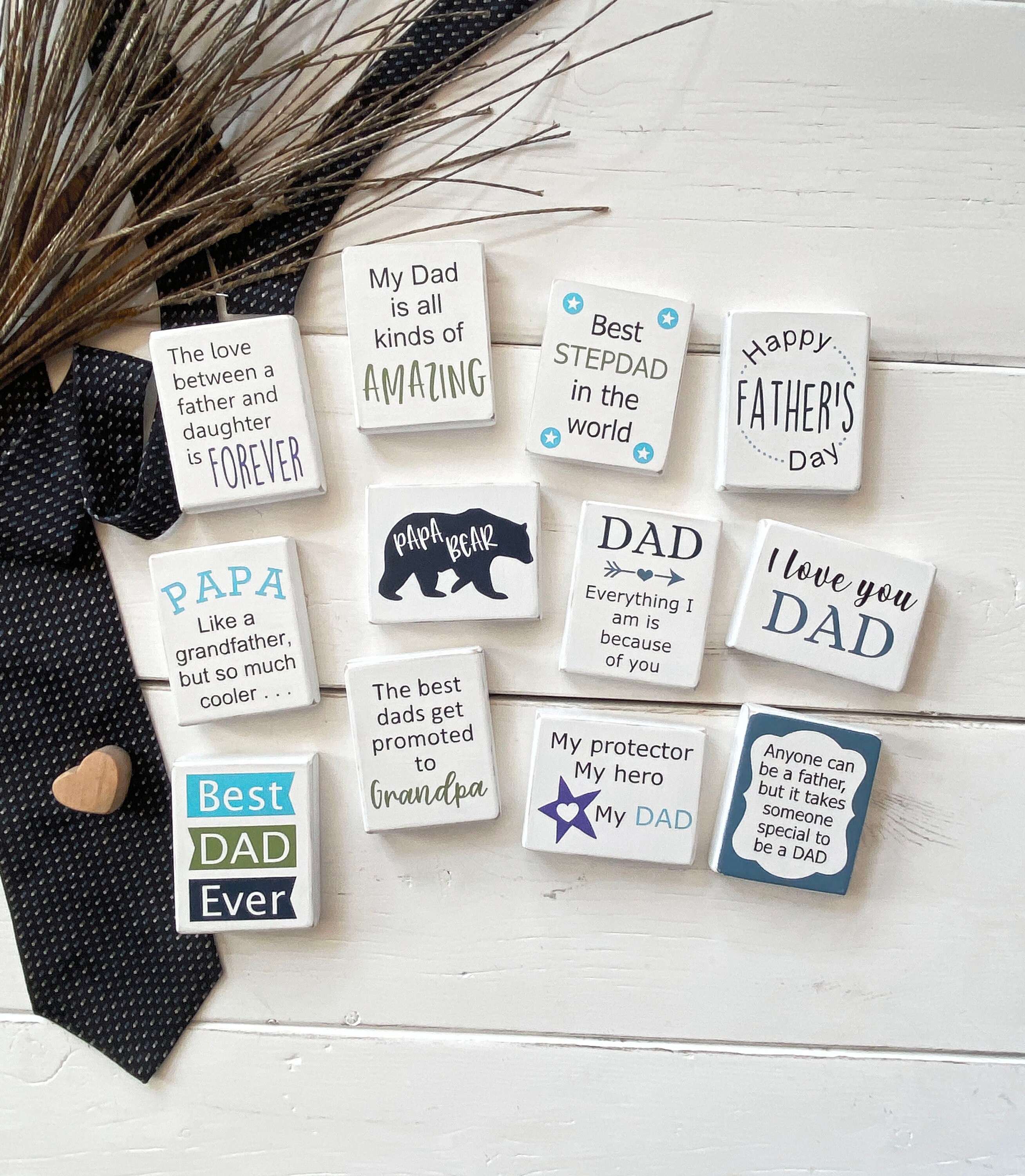 Father's Day mini wood signs; Rustic mini signs for Dad, Stepdad, Papa, Grandpa; Father's Day tiered tray decor; Father's Day gift